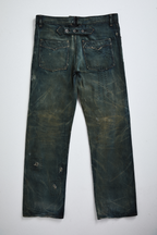 Back view of distressed AOA Sashiko repaired denim